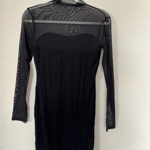 Black mesh bodycon dress